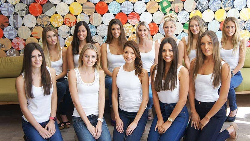 Some of the 20 Face of Fashion Week Finalists: Back Georgia, Abigail, Dominique, Abbey, Daisy, Maddison, Emily Front Ella, Dayna, Emily, Tess, Rikki