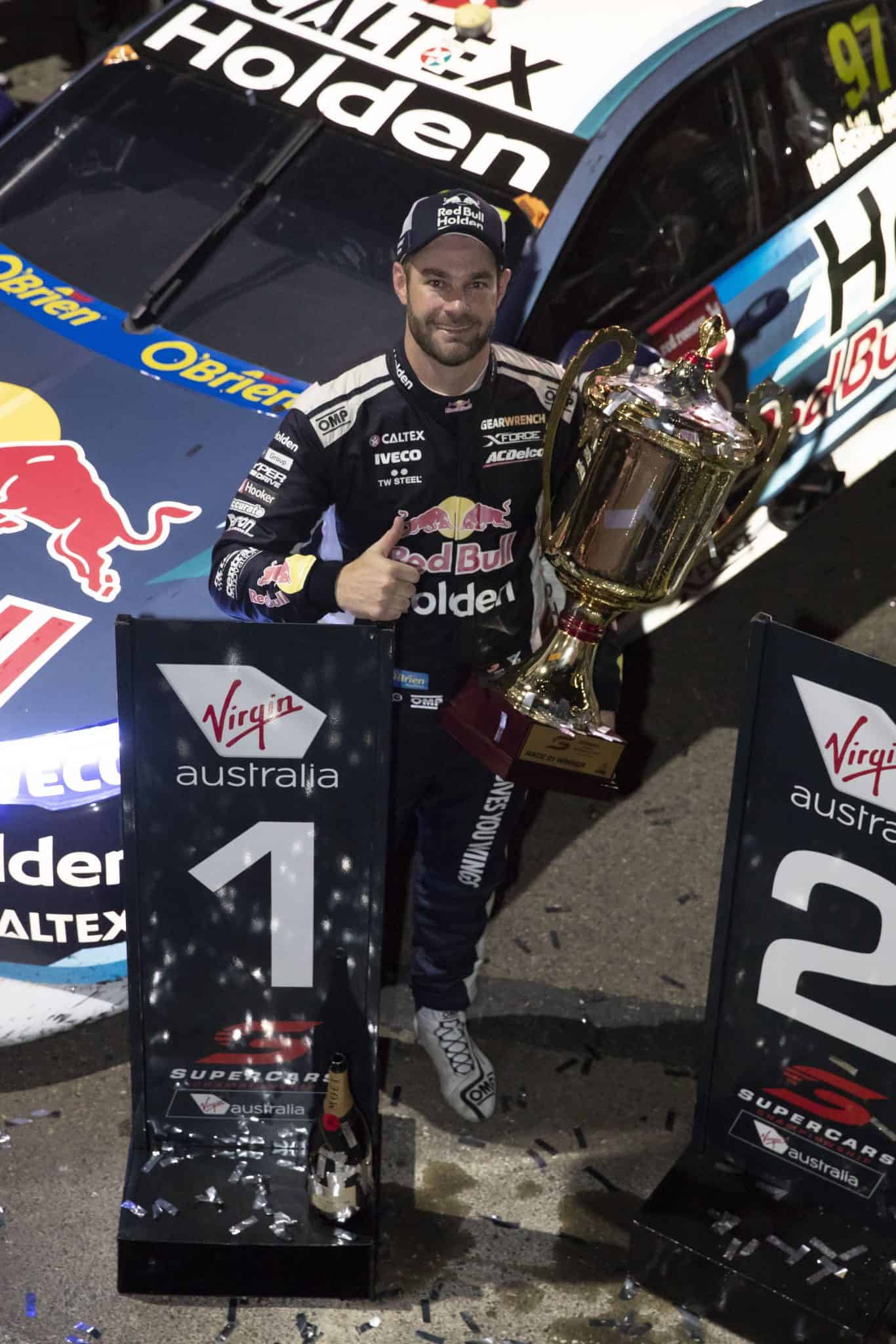 Night race produces fireworks on and off the track as Van Gisbergen wins