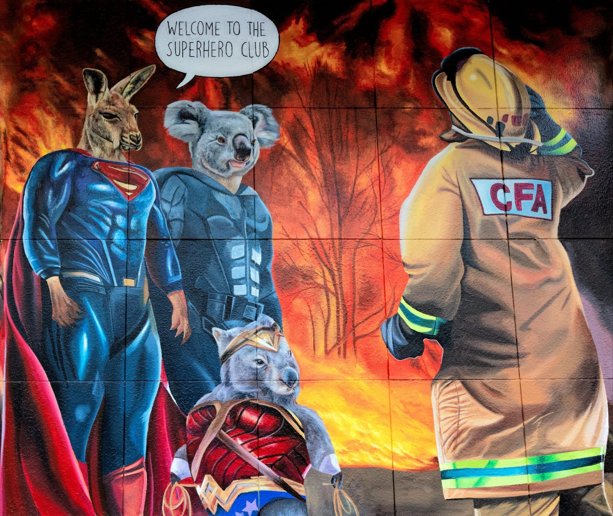 Artist Danielle Weber paints mural honouring our wildlife and firefighters